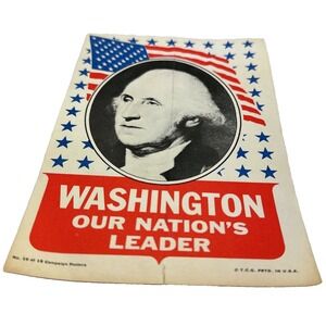 Vintage Washington‎ Our Nations Leader Campaign Poster George Washington USA